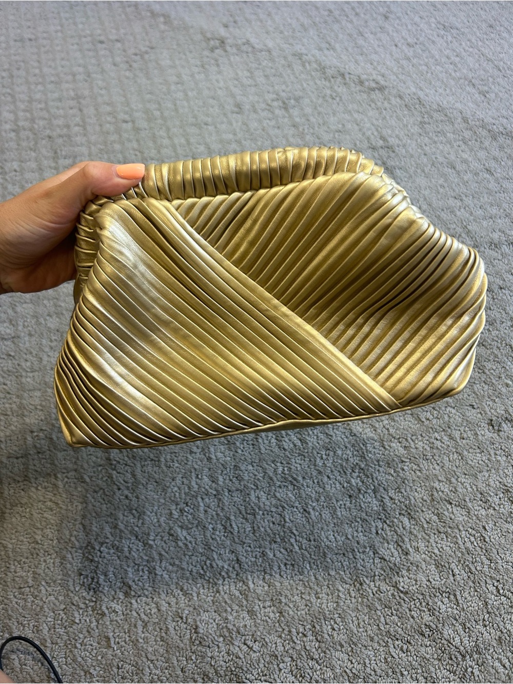 SHEIN Metallic Gold Pleated Wristlet Clutch